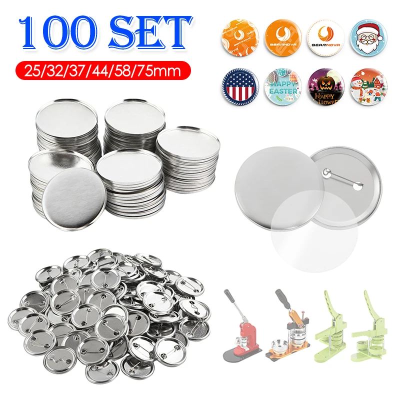 Button Badge Blank - 100 комплектов пустых бейджей, изготовленных кнопок,